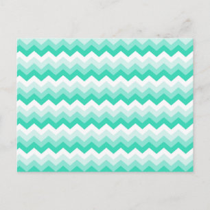 Carte Postale Zigzag patroon (Turquoise, vert en wit)