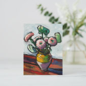 Carte postale Zinnias Floral Painting (Debout devant)