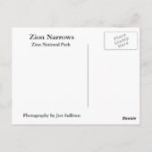 Carte Postale Zion Narrows (Dos)