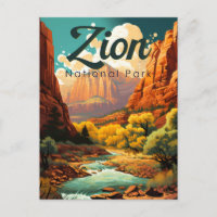 Zion National Park Illustration Retro