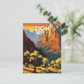 Carte Postale Zion National Park illustration rétro Décor (Debout devant)