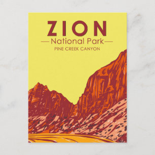Carte Postale Zion National Park Utah Pine Creek Canyon Vintage