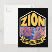 Carte Postale Zion National Park Utah Retro (Devant / Derrière)