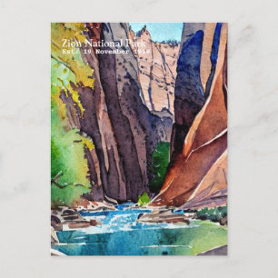 Carte Postale Zion National Park Utah The Narrows par couleur d'