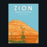 Carte Postale Zion National Park Utah Zion Canyon 2 Vintage<br><div class="desc">Design d'illustration vectorielle de Sion. Le parc est une réserve naturelle du sud-ouest de l'Utah qui se distingue par les falaises rouges abruptes de Zion Canyon.</div>
