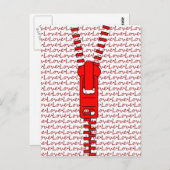 Carte Postale Zipper rouge avec amour (Devant / Derrière)