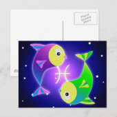 Carte Postale Zodiac de Cute Pisces (Devant / Derrière)