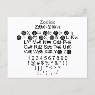Carte Postale Zodiac - Feuille d'échantillonnage de police Zazzl