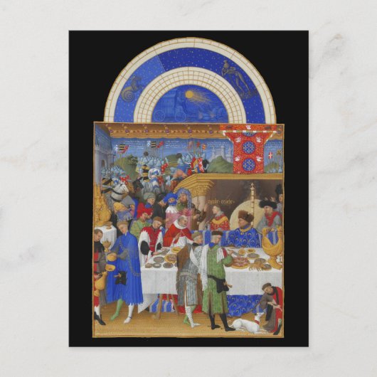 Carte Postale Zodiac médiéval Janvier Capricorne & Aquarius (Devant)