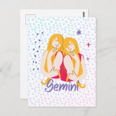 Carte Postale Zodiac moderne Gemini Twins (Devant / Derrière)