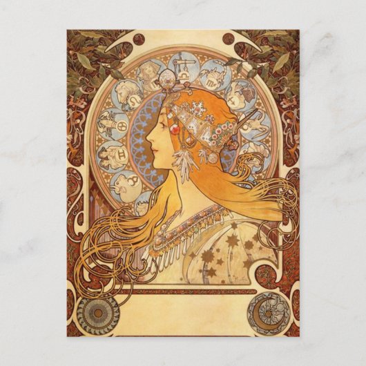 Carte Postale Zodiac par Alphonse Mucha (Devant)