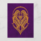 Carte Postale Zodiaque de gemini jaune complexe sur violet (Devant)