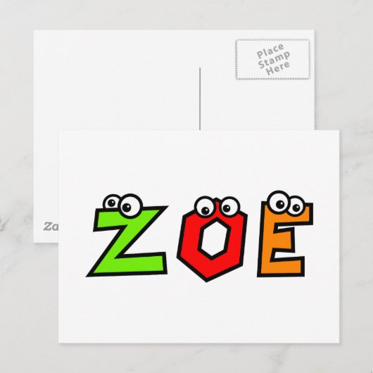 Carte Postale Zoé (Devant / Derrière)