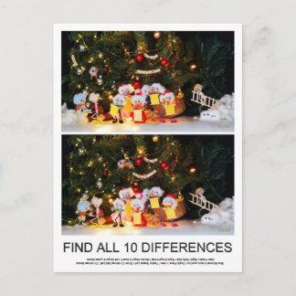 Carte Postale Zoekplaatje van 10 verschillen van de Kerstfubby's