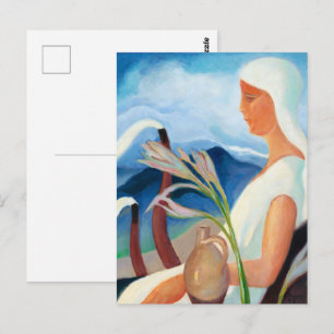 Carte Postale Zolo Palugyay Fille en Blanc Art Moderne Vintage