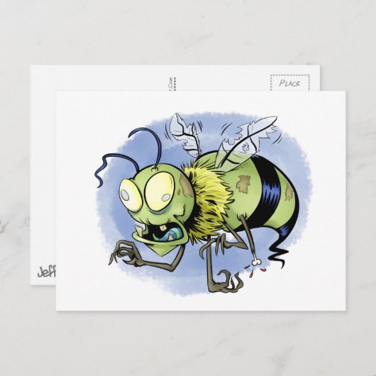 Carte Postale Zom-bee ( Zombie Bee ) (Devant / Derrière)