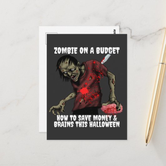Carte Postale Zombie À L'Halloween Budget (Devant/Arrière en situation)