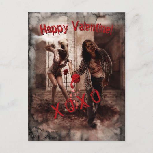 Carte Postale Zombie Bonne Saint Valentin Salutation (Devant)