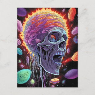 Carte Postale Zombie Crâne Créature Sci-fi Horreur Art