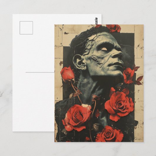 Carte Postale Zombie et Rose (Devant / Derrière)