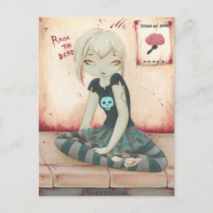 Carte Postale ZOMBIE GOTH fille cerveau doux