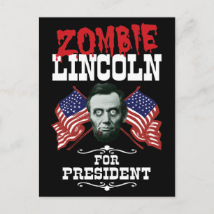 Carte Postale Zombie Lincoln pour le président - Élections amusa
