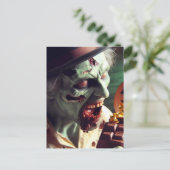 Carte Postale Zombie Manger du chocolat d'Halloween (Debout devant)