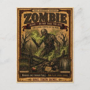 Carte Postale Zombie, Monstre de Cirque Vintage