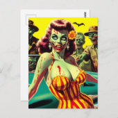 Carte Postale Zombie Pin-up (Devant / Derrière)