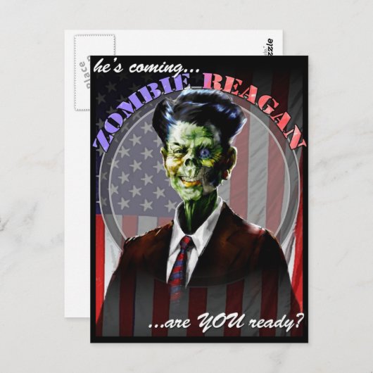 Carte postale Zombie Reagan (Devant / Derrière)