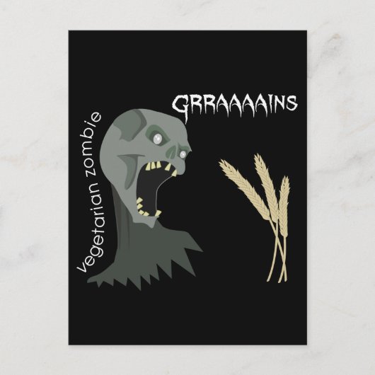 Carte Postale Zombie végétarien veut des grands ! (Devant)