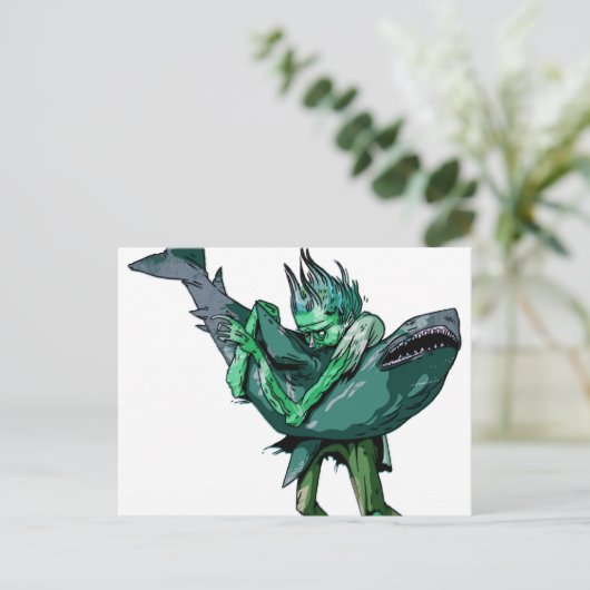 Carte Postale Zombie vs requin (Debout devant)