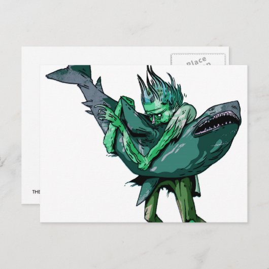 Carte Postale Zombie vs requin (Devant / Derrière)