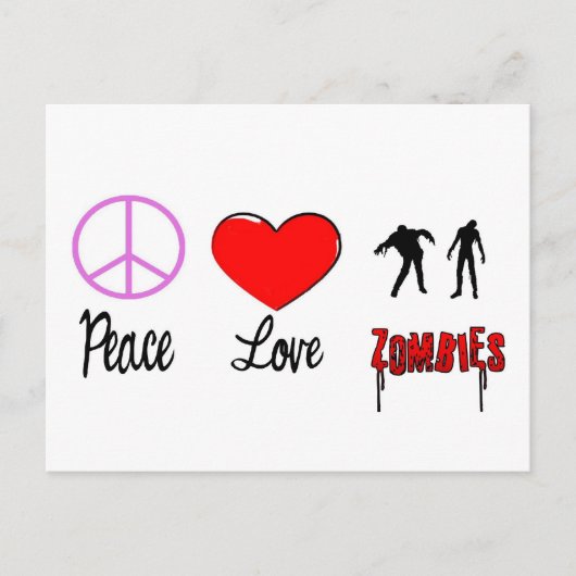 Carte Postale zombies de l'amour de paix (Devant)