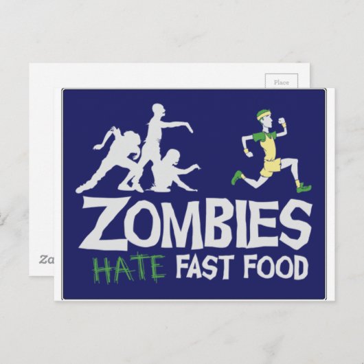 Carte Postale Zombies HATE Fast Food (Devant / Derrière)