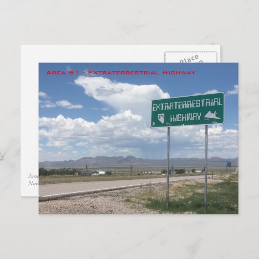 Carte Postale Zone 51 - Autoroute Extraterrestre (Devant / Derrière)
