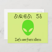 Carte Postale Zone 51 Voyons les aliens (Devant / Derrière)