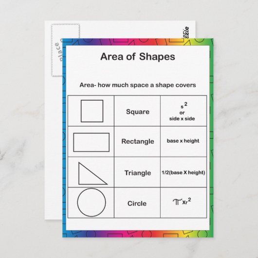Carte Postale Zone de formes arc-en-ciel (Devant / Derrière)