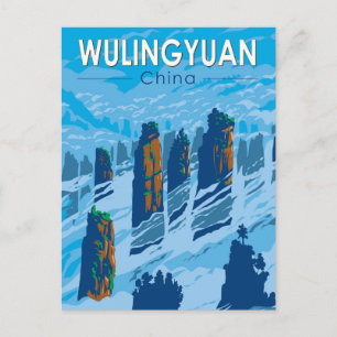 Carte Postale Zone Scénique de Wulingyuan Chine Art Vintage