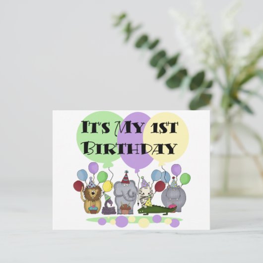 Carte Postale Zoo Animaux 1er Anniversaire Tshirts et cadeaux (Debout devant)