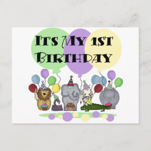 Carte Postale Zoo Animaux 1er Anniversaire Tshirts et cadeaux