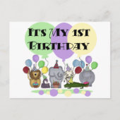 Carte Postale Zoo Animaux 1er Anniversaire Tshirts et cadeaux (Devant)