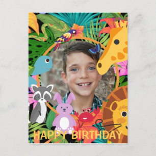 Carte Postale Zoo Animaux Sauvages Safari Jungle Anniversaire En