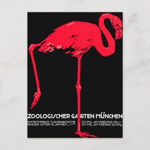 Carte Postale Zoo de Munich Jardin Flamant rose Voyage Art