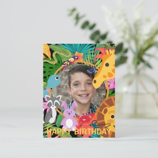 Carte Postale Zoo Wild Animal Jungle Safari Anniversaire de enfa (Debout devant)
