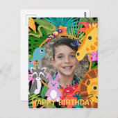 Carte Postale Zoo Wild Animal Jungle Safari Anniversaire de enfa (Devant / Derrière)