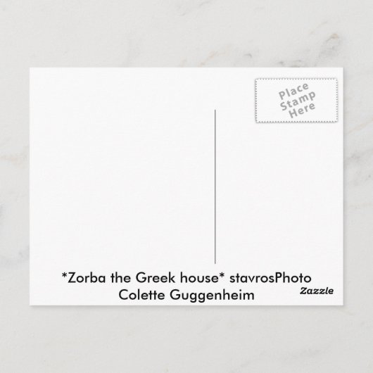 Carte Postale Zorba le hause grecPhoto Colette Guggenheim (Dos)