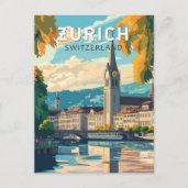 Carte Postale Zurich Suisse Voyage Art Vintage