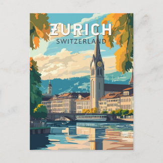 Carte Postale Zurich Suisse Voyage Art Vintage