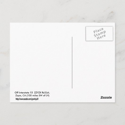 Carte Postale Zzyzx Rd.Exit (Dos)